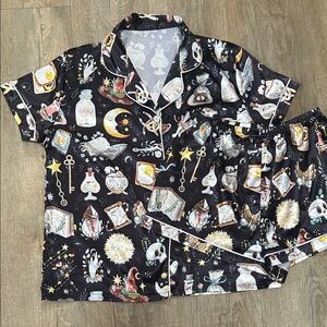 Mystical Black Pajama Set with Celestial Print